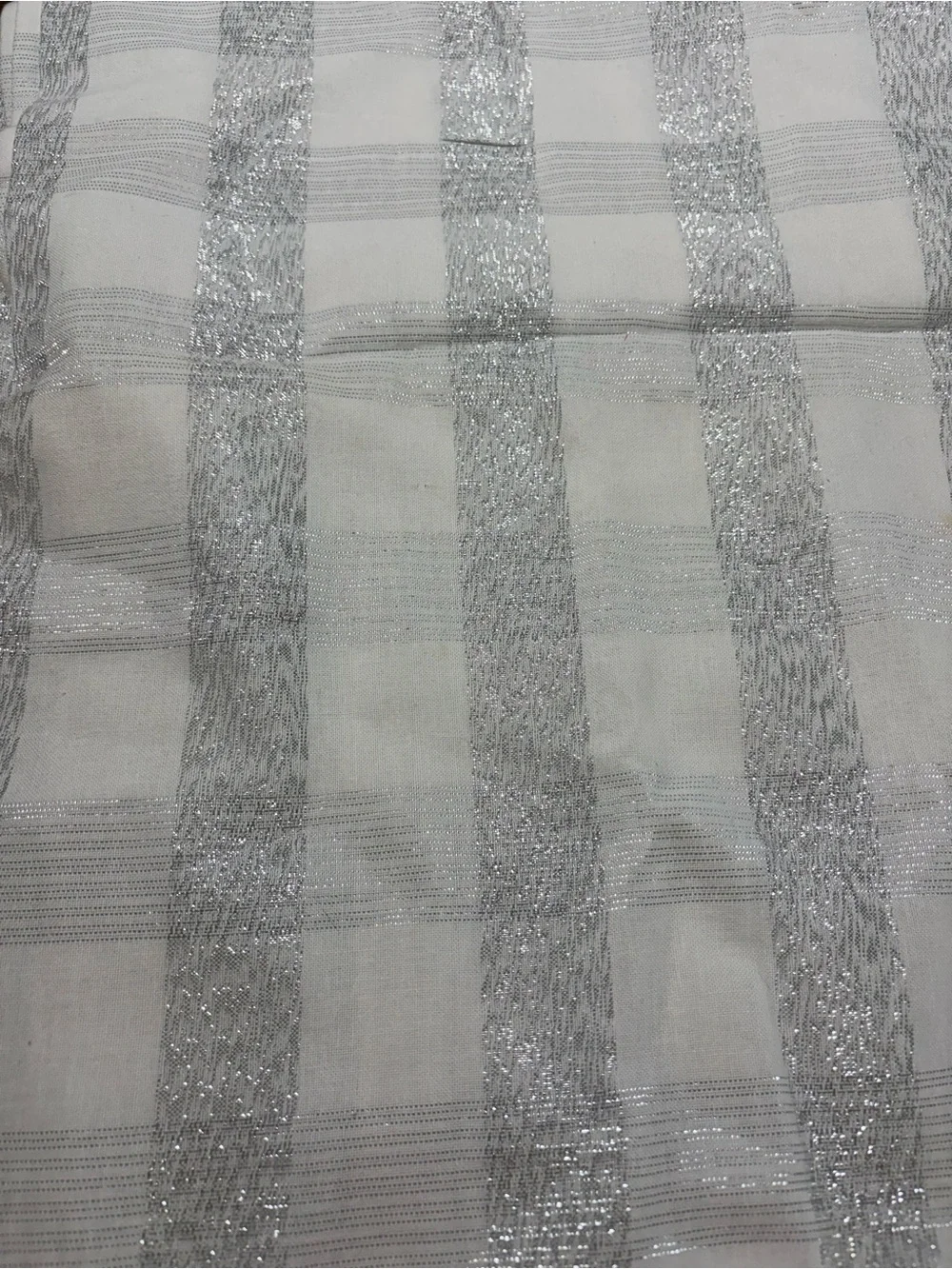 Silver Stripe Sheer Table Cloth - White and Silver